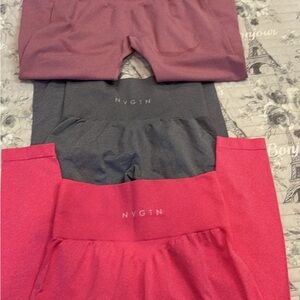 NVGTN Pink and Gray Leggings Athletic Stretch